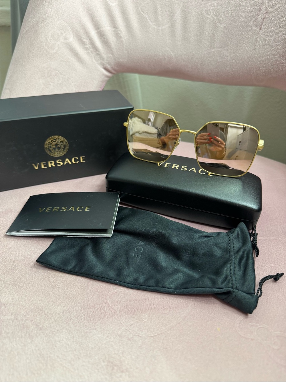 Versace Gold Sunglasses with Pink Lenses
